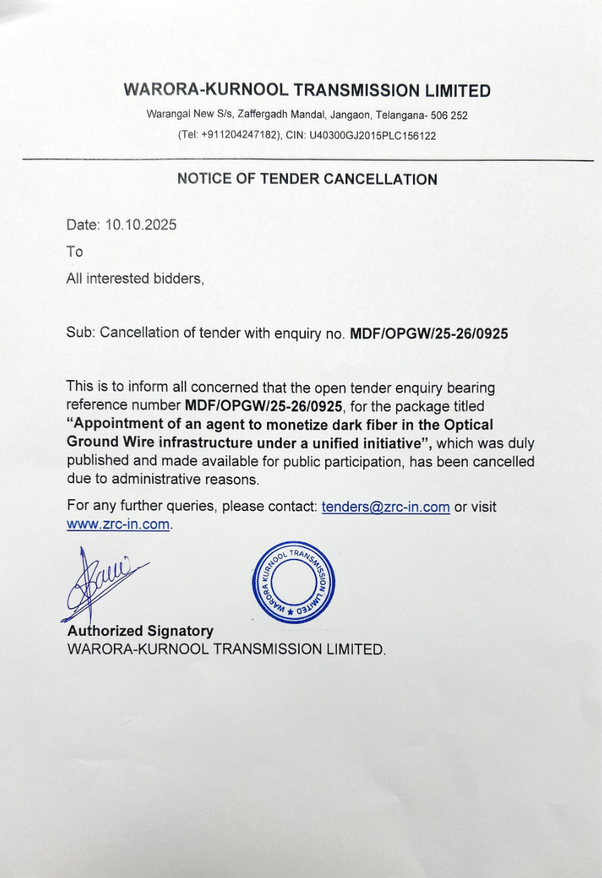 Tender Cancellation Notice